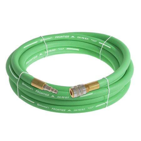 Continental 1/2" x 25' Green EPDM Air Hose, 300 PSI, 1/2" Ind. Interchange M+F QC HZG05030-25-51
